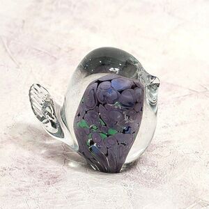 Vtg Purple - 2.5" - Art Glass Bird Figurine Paperweight  hand blown Decor